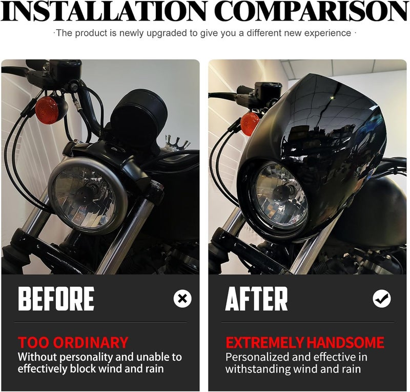 CARGLETRUE Motorcycle Front Headlight Fairing Fit For Harley Sportster XL Iron 883 1200 SuperLow Dyna FXD Low Rider Super Glide 1995-2005, Motorcycle Front Headlamp Cowl Fairing Fit For Sportster Dyna XL/FX - Image 3